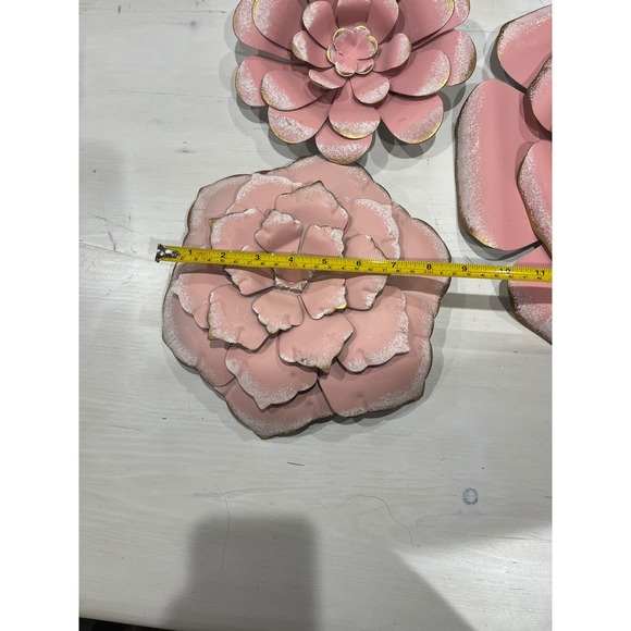 Metal Flower Wall Dorm Decor Set Pink Accent Floral Art Home‎ Decoration - Picture 3 of 5